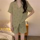 thumbnail image 5 of Pijama de verano estilo perezoso para niña dulce, de manga corta, color verde matcha, de seda con leche, para el hogar, 5 of 6