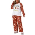 thumbnail image 4 of Agnes Orinda Women's Plus Size 2 Piece Christmas PJ Soft Sleepwear Long Sleeve Top and Capris Pants Lounge Pajamas Set 1X White Red, 4 of 6