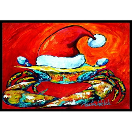 Caroline's Treasures Crab in Hat Santa Claws Doormat