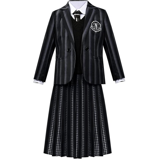 Fast Delivery Wednesday Addams Costume Dress Skirt School Uniform Wednesday Addams Cosplay Outfit Halloween Suit Carnival Party Movie Fans Gift zhangyuxiang LED