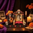 thumbnail image 6 of Dia De Los Muertos Picture Frames, Day of the Dead Altar Frame Set with Mariachi Skeleton, Wooden Ofrenda Style Tabletop Display, Fiesta Decor, 6 of 6