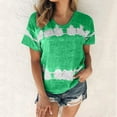 thumbnail image 3 of tklpehg Shirts for Women Trendy Summer Short Sleeve Color Block Patchwork Graphic Shirts Causal Comfortable Relaxed Fit T Shirts Crewneck Tie Dye Shirts Going Out Tops Blouses Mint Green M, 3 of 4