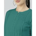 thumbnail image 4 of Moomaya Womens Solid Bell Sleeves Top, Round Neck Pleated Buttoned Viscose Top, 4 of 7