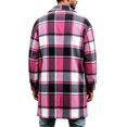 thumbnail image 5 of Mineart Men's Plaid Trench Coat Lapel Collar Mid Long Jacket Winter Outwear, 5 of 6