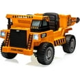 thumbnail image 1 of 12V Remote Control Ride-on Dump Truck with 2-Speed, Dumping Bed, Shovel, LED Lights & Music, 1 of 8