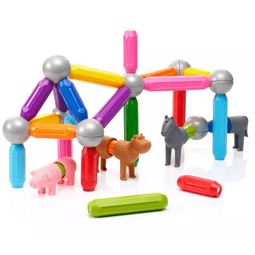 SmartMax My First Farm Animals Magnetic STEM Building Set with Soft Animals, 38 Piece Pack