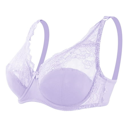 

TOWED22 Women s Bras Women s Lace Bra Balconette Underwire Unlined Bralette See Through Purple 90