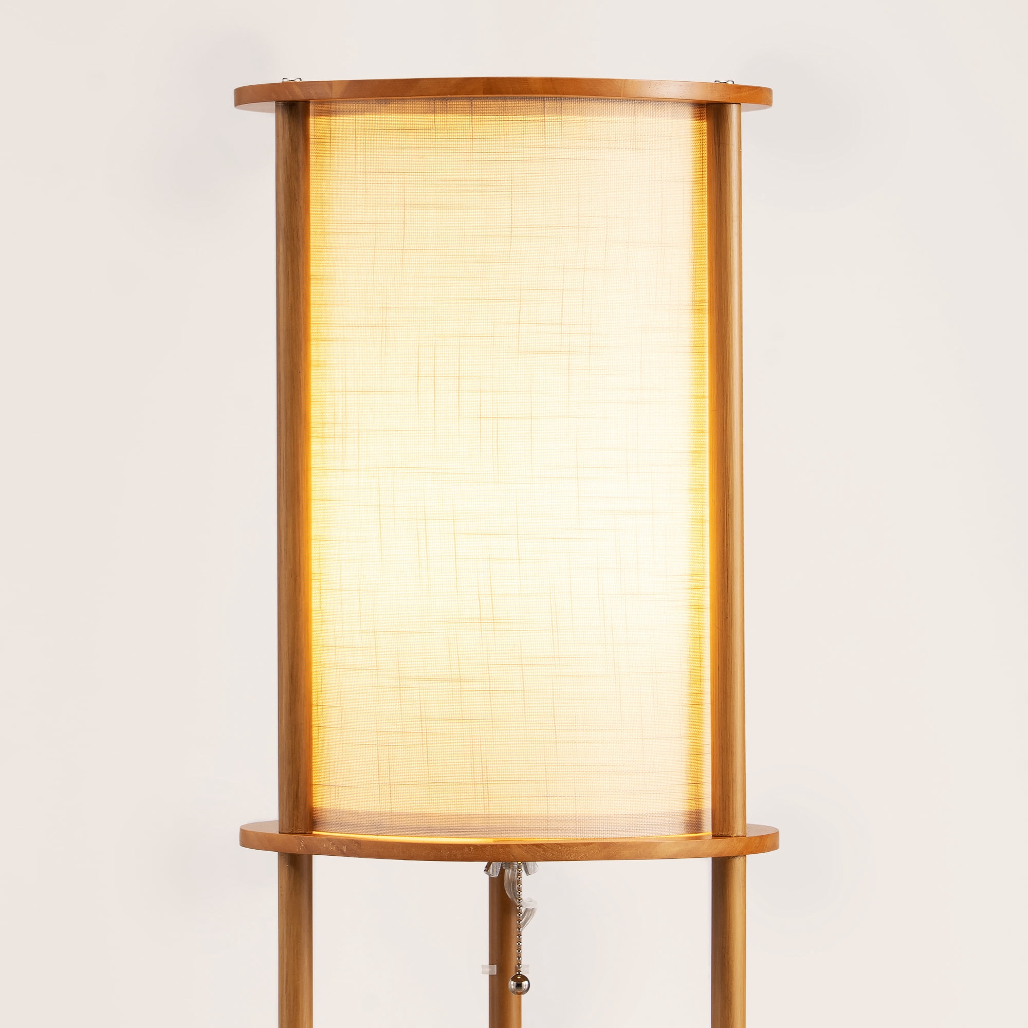 EDISHINE 63.8" Column Floor Lamp with Solid Wood Shelves, Modern Standing Lamp for Living Room Bedroom Corner, LED Bulb Included