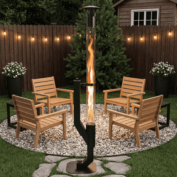 ROOMISLAND 61 Inch Smokeless Pellet Stove for Outdoor Use, Portable Wood Pellet Fire Pit with Viewing Window, Pellet Heater for Patio Backyard Bonfire Camping Beach Garden