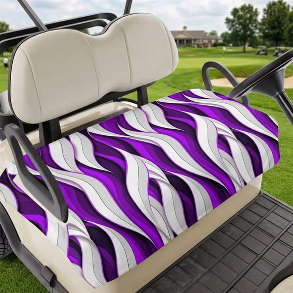 Golf Cart Seat Covers for 2 Seater, Purple White Moire Soft Microfiber Cart Seat Towel Blanket, Modern Abstract Art Absorbent Breathable Non Slip Bench Seats Protector for Golf Course 51"x31"