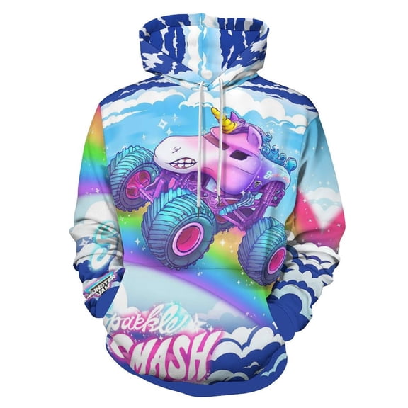Monster-Sparkle Smash Trucks Pullover Hoodie Casual Hooded Long Sleeves Sweatshirts Women Men