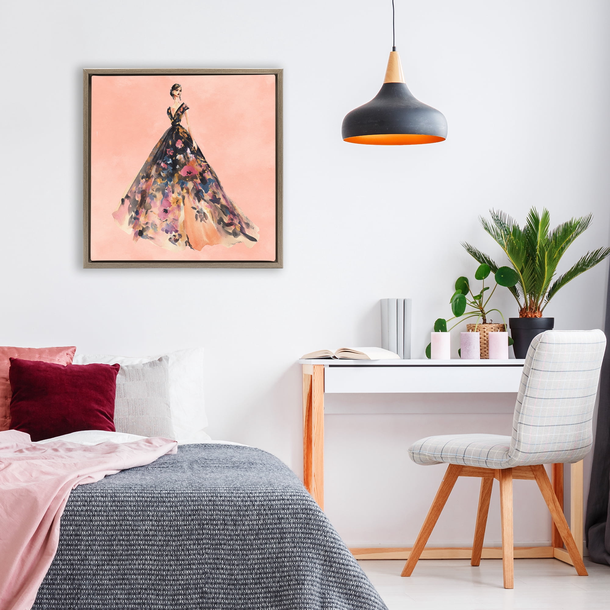 Stupell Industries Rose Gold Night Brown Framed Floater Canvas Wall Art, design by Svetlana Aleynikova