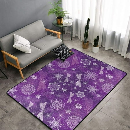 

Indoor Door Mat Purple Snowflakes Bedroom Rug & Carpets Entryway Rug Front Door Welcome Mat Non-Slip Long Bathroom Rugs Runner Washable Kitchen Mats for Floor