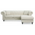 thumbnail image 3 of Coastal Sofa Chaise - Velvet Chesterfield Sectional, Ivory Living Room Furniture, 3 of 9
