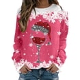 thumbnail image 1 of WEAIXIMIUNG Sweatshirts Grande Taille pour Femmes Mode Hiver Décontracté Rouge Verre Flocon de Neige Imprimé de Noël Col Rond Manches Longues Sweat à Capuche, 1 of 4