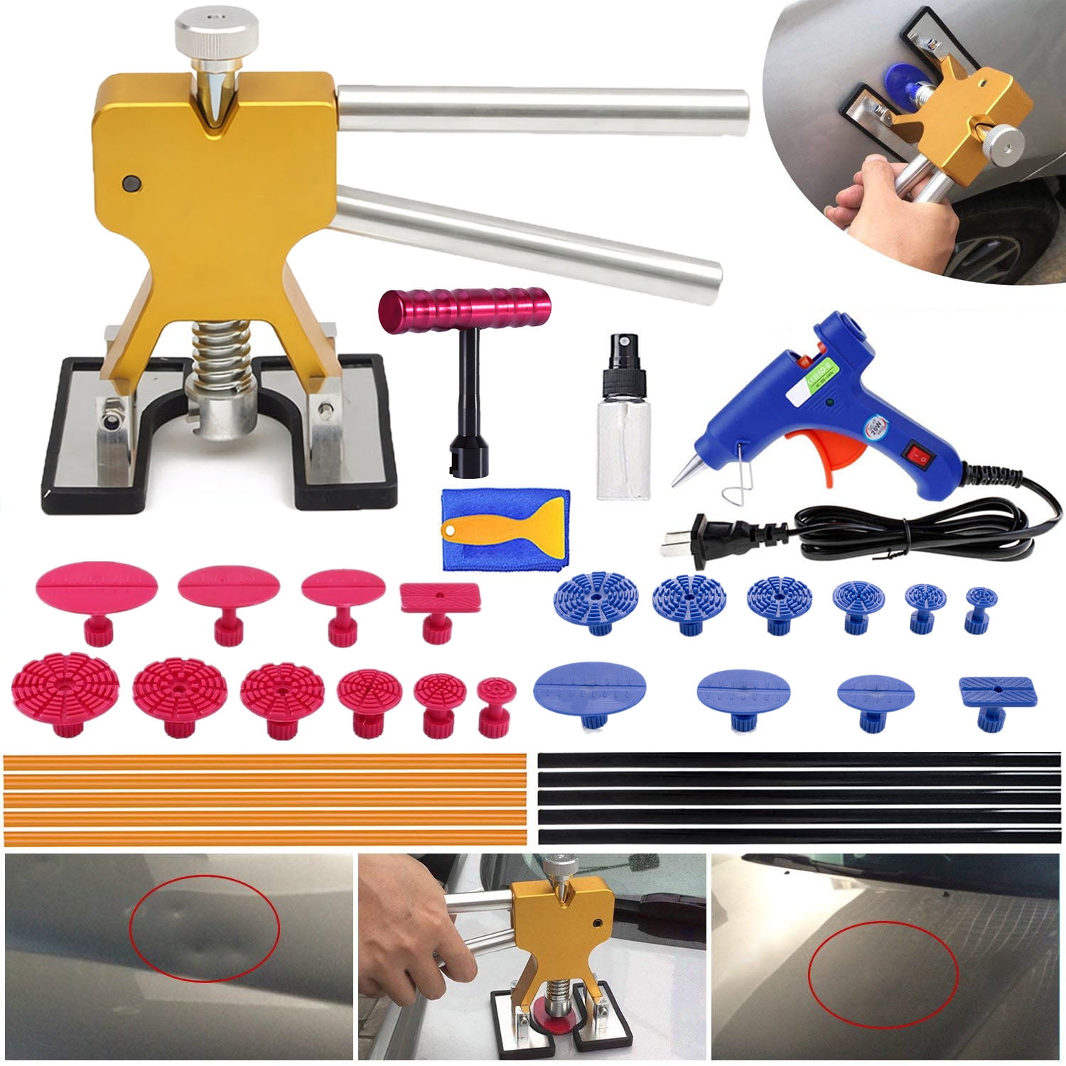 Dent Puller,Pops a Dent Paintless Dent Removal Repair Tools Kits with
