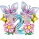 thumbnail image 1 of Kit de globos con temática de mariposas y margaritas, 9 unidades, 32 cm, número 2, 1 of 1