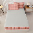 thumbnail image 4 of Castle Fairy Vintage Terracotta Tartan Zipper Twin Comforter Sets with Fitted Sheet and 2 Pillowcases,Geometric Woven Line Zipper Bedding Set,Rust Pink White,Reversible, 4 of 7