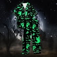 thumbnail image 7 of Halloween Pajamas Women Casual Full Printed Silk Satin Short Sleeve Button Down Lapel Pocket Shirts Loose Straight Pants Comfy Sleepwear Fall Winter 2 Pc Womens Loungewear Set Green XXL, 7 of 7
