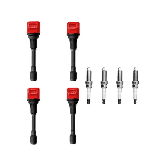 Set of 4 ISA Red Ignition Coils and Spark Plugs Compatible with 2008-2017 Nissan Altima 2.5L Replacement for UF509
