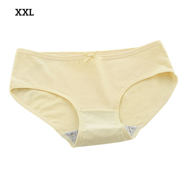 enqiretly Women Underwear Breathable Cotton Briefs Solid Color Seamless  Middle Waist Panties, Beige, XXL 