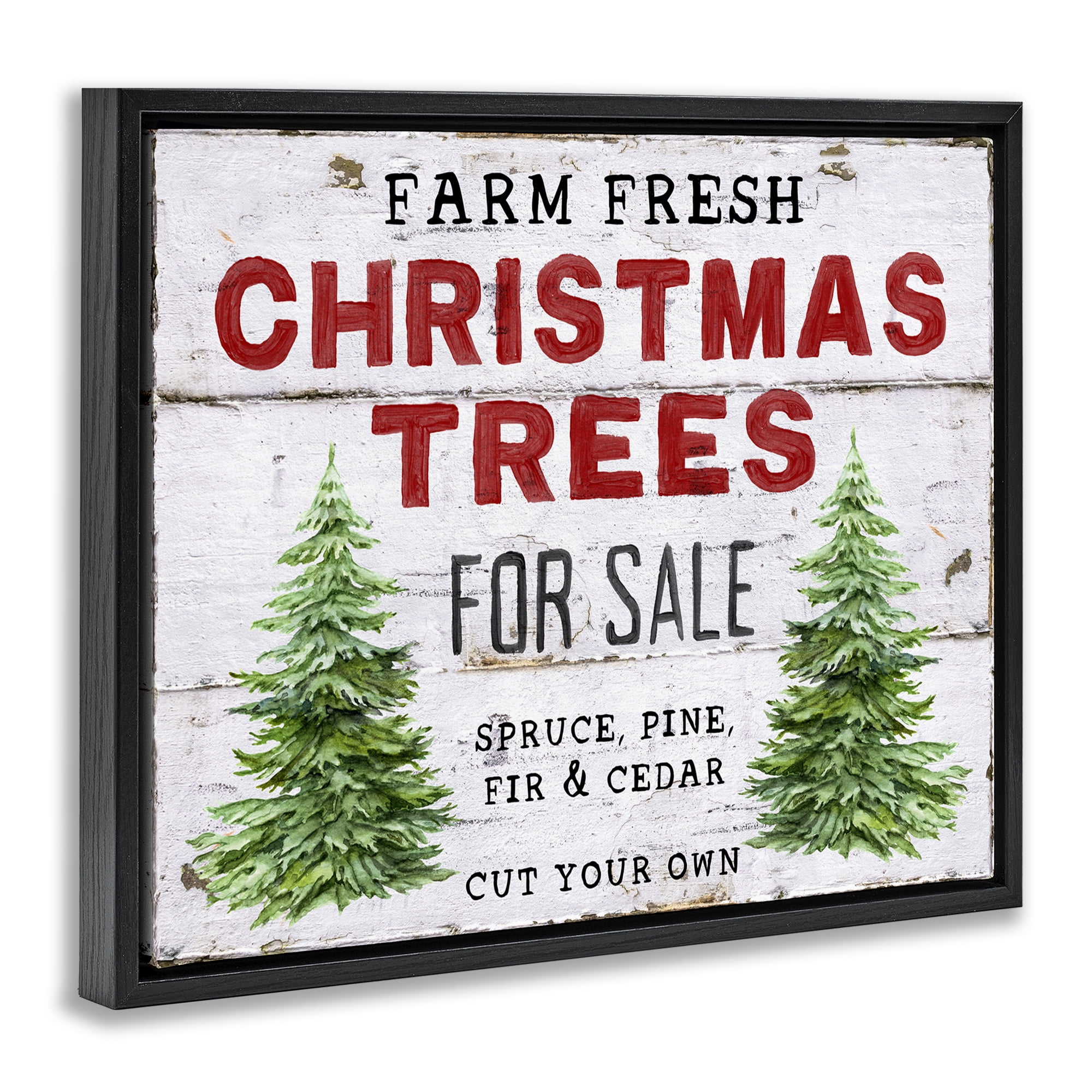Stupell Industries For Sale Christmas Trees Holiday Painting Black Floater Framed Canvas Art Prints Wall Art, 21 x 17