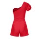 thumbnail image 5 of Conjunto de Verano para las Mujeres Color Sólido Hombro Doble Capa Manga Mono Pantalones Cortos, Cuello en V Superior Monos de Mujer Casual, 5 of 7