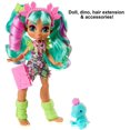 thumbnail image 3 of Mattel Cave Club Rockelle Doll (8-10-inch, Teal Hair) Poseable Prehistoric Fashion Doll with Dinosaur Pet and Accessories, Gift for 4 Year Olds and Up ES4, 3 of 3