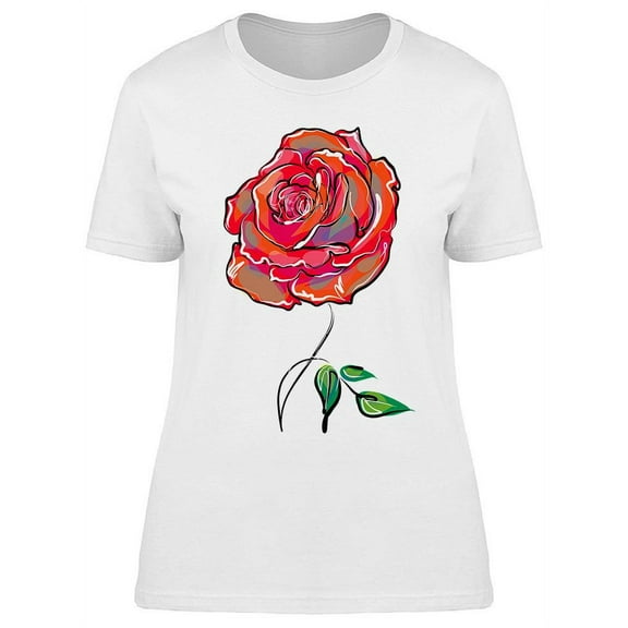 Red Rose Watercolored T-Shirt Women -Image by Shutterstock, Female XX-Large