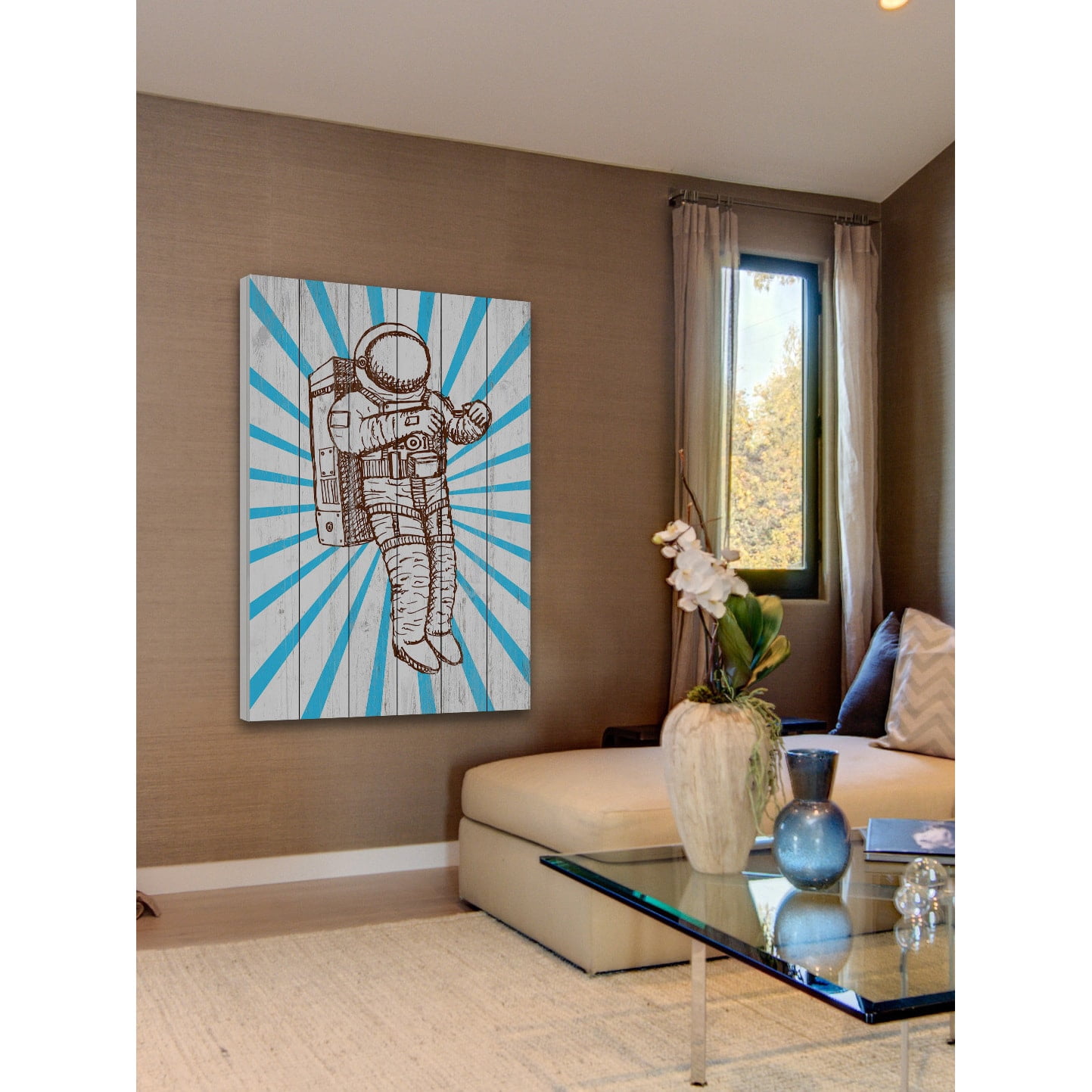 MARMONT HILL  - 'Space Suit' Painting Print on White Wood - Multi-Color 16 x 24