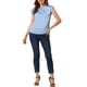 thumbnail image 2 of INSPIRAR CHIC Blusa de Seda con Mangas Cortas para Mujeres Cuello Redondo Plisada Casual Elegante Talla M Azul Claro, 2 of 6