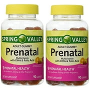 Spring Valley Adult Gummy Prenatal Multivitamin with DHA & Folic Acid (Pack of 2) 180 Gummies Total
