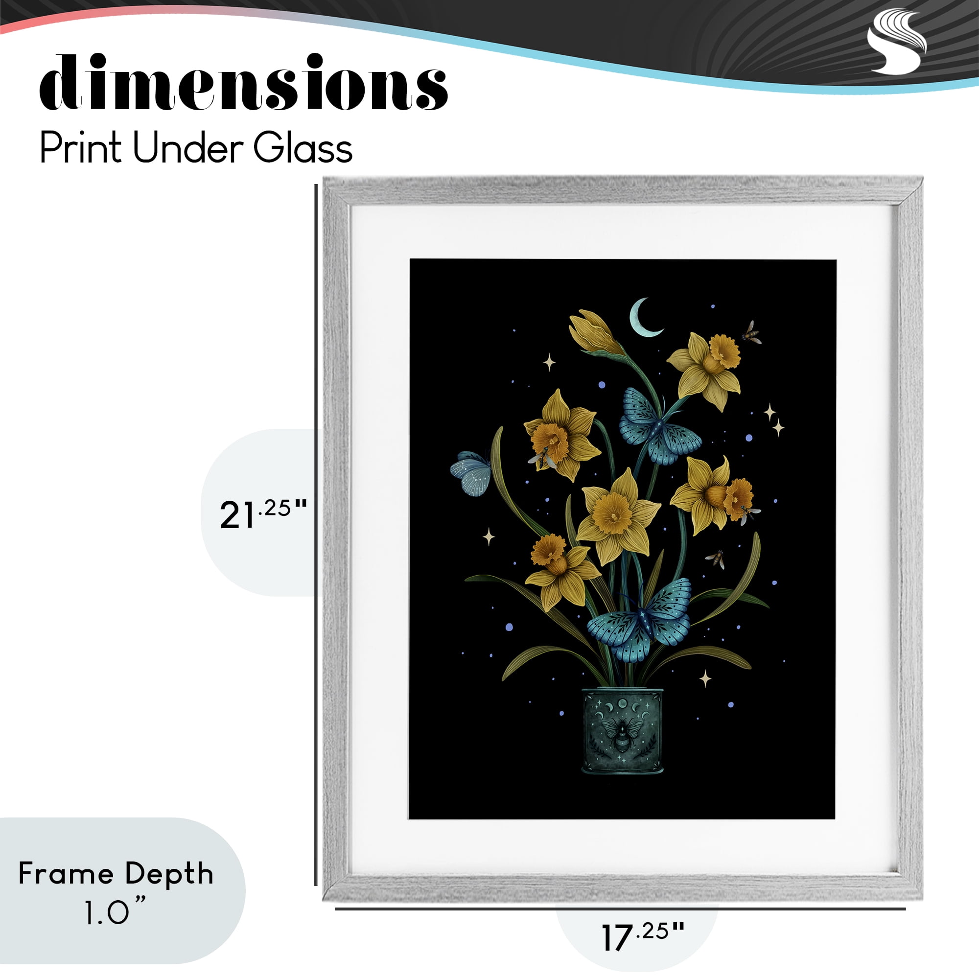 Stupell Industries Mystical March Daffodils Gray Framed Print Under Glass, design by Episodic Drawings