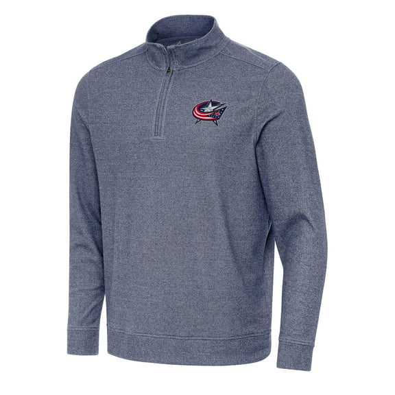 Men's Antigua Heather Navy Columbus Blue Jackets Subtle Quarter-Zip Sweatshirt