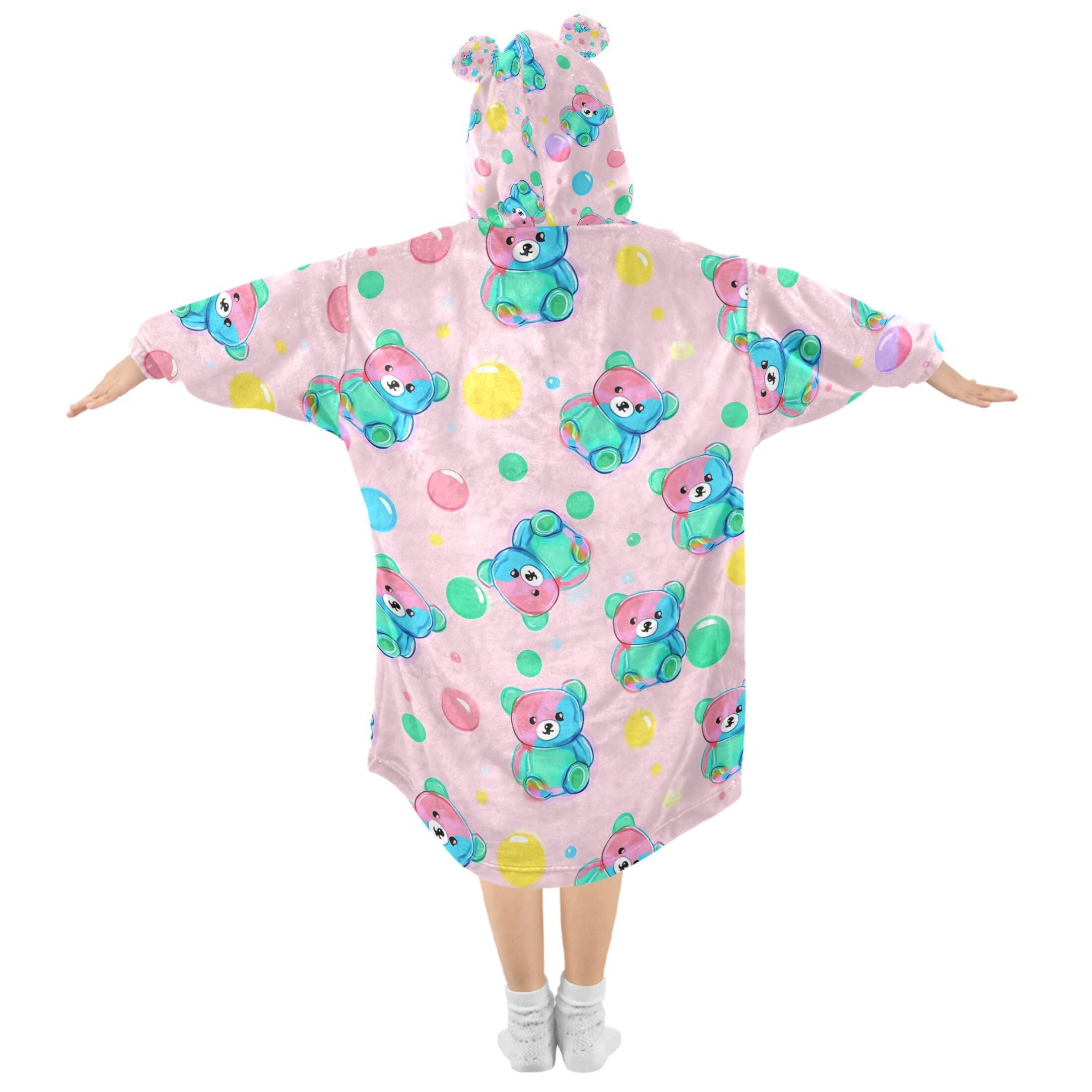 joogoo Wearable Blanket Hoodie for Cute Bears Bubbles Oversized Sherpa Hooded 3-14 YR M