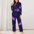 thumbnail image 3 of Bingfone Womens Pajama Sets Eggplant Print,Long Sleeve Loungewear Pajamas Set-Medium, 3 of 9
