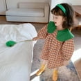 thumbnail image 3 of Baozhu Girls Dresses Autumn Long Sleeve Plaid Puff Sleeves Doll Collar Cute Dress For 2-15 Years Korean Style Casual Dress Kids Clothes, 3 of 5