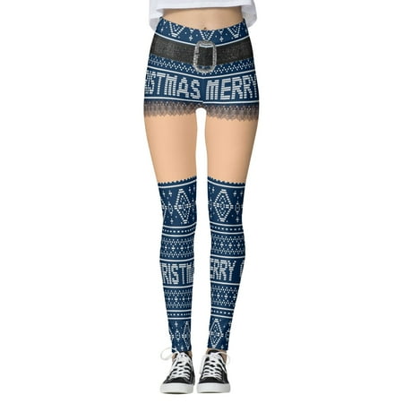 

nsendm Crazy Yoga Pants 28 Inch Christmas Yoga Leggings Running Custom Party Santa Pants Pilates Fold over Yoga Pants Pants Blue X-Large