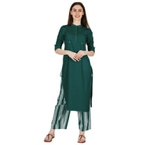 Phagun Cotton Kurta Palazzo Set, Solid Ethnic Kurti Printed Pant Co-Ord Set For Women