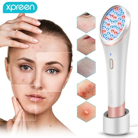 Acne Light Therapy Machine,Homecare Blue Red Light Therapy Acne Spot Treatment Facial Beauty Instrument,Xpreen Wireless Rechargeable Acne Clearing Eraser for Acne Reduction Skin