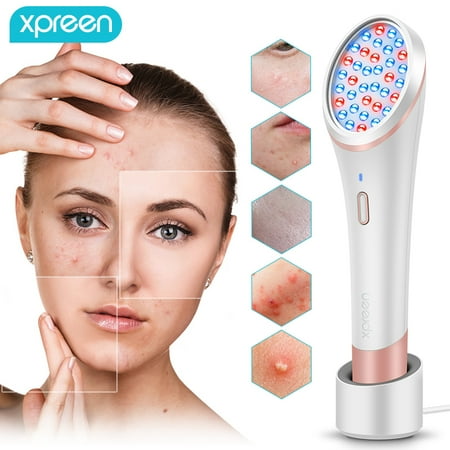 Red Acne Treatment Acne Light Therapy Machine,Homecare Blue Red Light Therapy Acne Spot Treatment Facial Beauty Instrument,Xpreen Wireless Rechargeable Acne Clearing Eraser for Acne Reduction Skin Rejuvenation ()