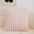 thumbnail image 1 of Zhuge Almohada de tiras verticales de piel de conejo para otoño e invierno, cojín decorativo para sofá, dormitorio, soporte lumbar de 18 x 18 pulgadas (rosa), 1 of 5