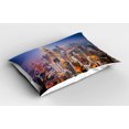thumbnail image 2 of Ambesonne Urban Pillow Sham 2 Pack, City Skyline District, 36"x20", Orange Yellow Blue, 2 of 3