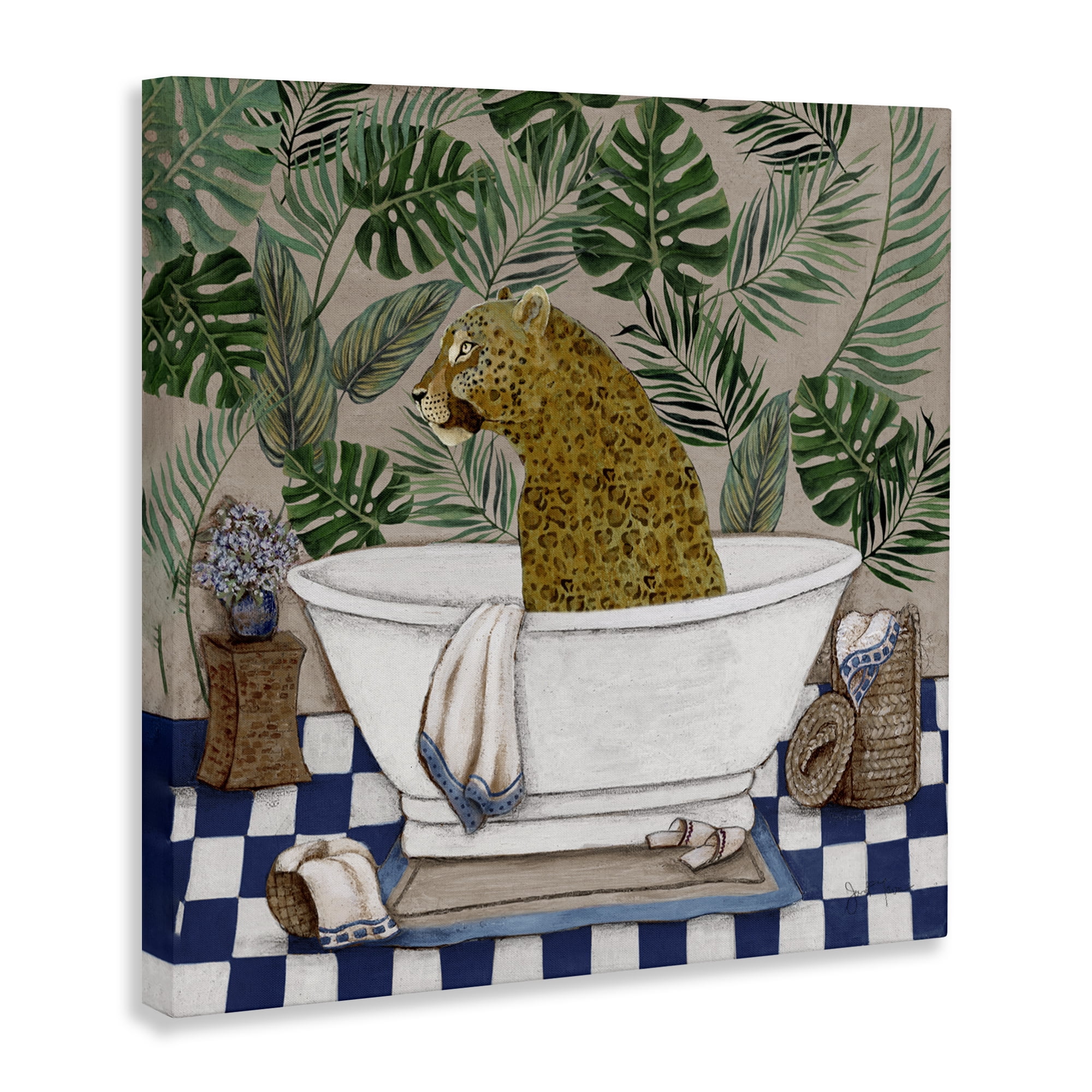 Stupell Industries Leopard in Tropical Bathtub Canvas Wall Art, design by Janet Tava