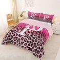 thumbnail image 2 of Manfei Cute Letter P Print Queen Comforter Set,Chic Leopard Comforter Sets Queen,Pink,Pink Reversible,3pcs,1 Comforter and 2 Pillowcases, 2 of 7