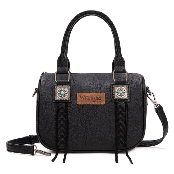 Wrangler Purse for Women Detachable Strap Satchel Bag Fringe Crossbody Purse Shoulder Bags, Black