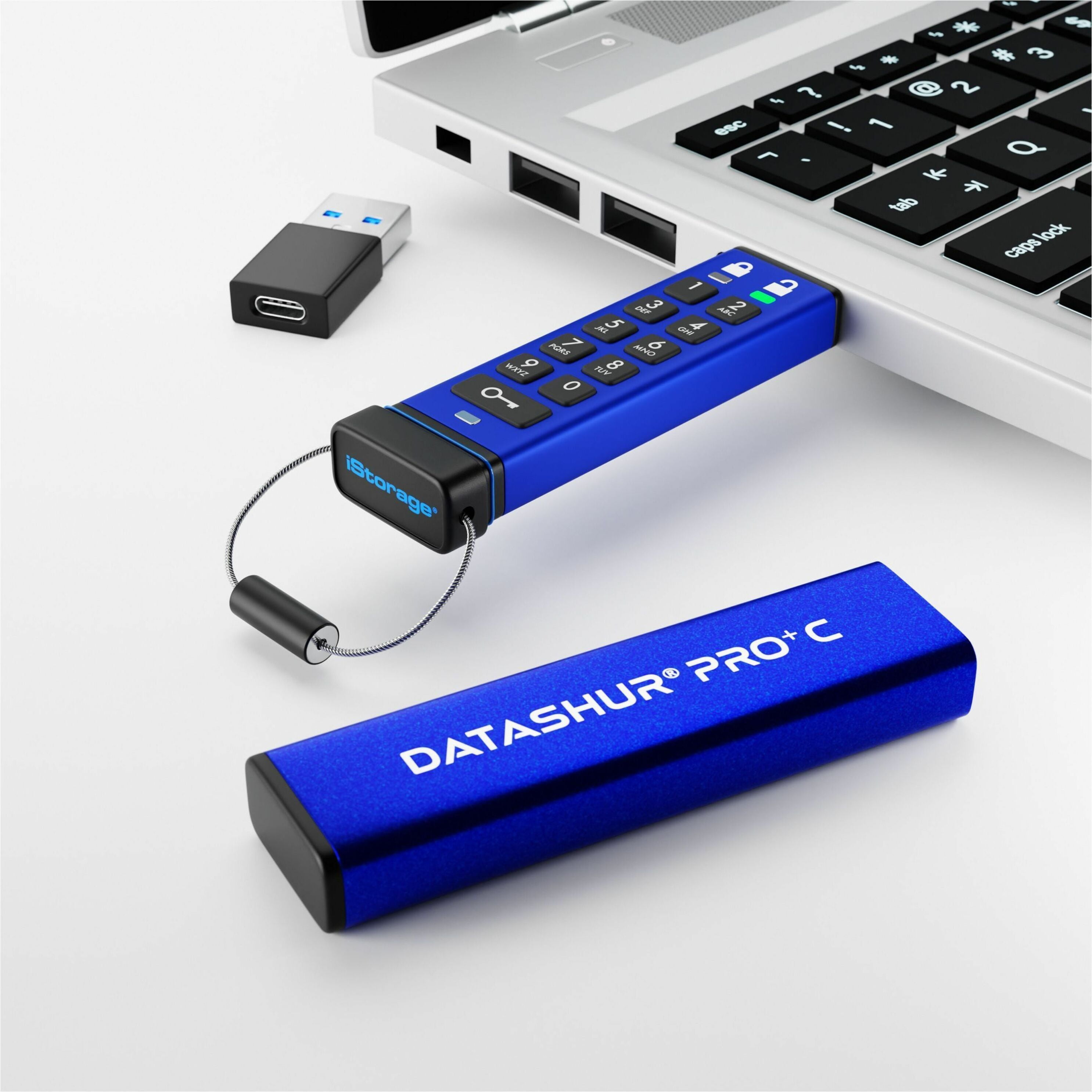 iStorage datAshur PRO+C 256GB | FIPS 140-3 Level 3 Certified | Secure USB Type-C Hardware Encrypted Drive | PIN protected | Type C-A adapter included - TAA Compliant - 256 GB - USB 3.2 (Gen 1) Type...