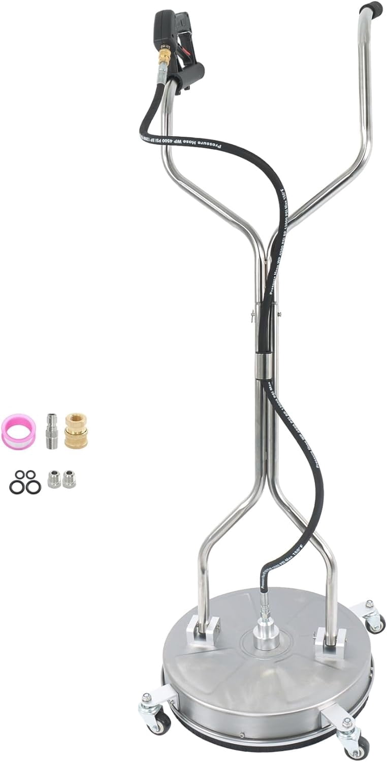 ALL-CARB 18" 6000PSI Heavy Duty Pressure Washer Surface Cleaner with Dual Handles and 4 Wheels, Stainless Steel Surface Cleaner for Driveway, Sidewalk, Patio