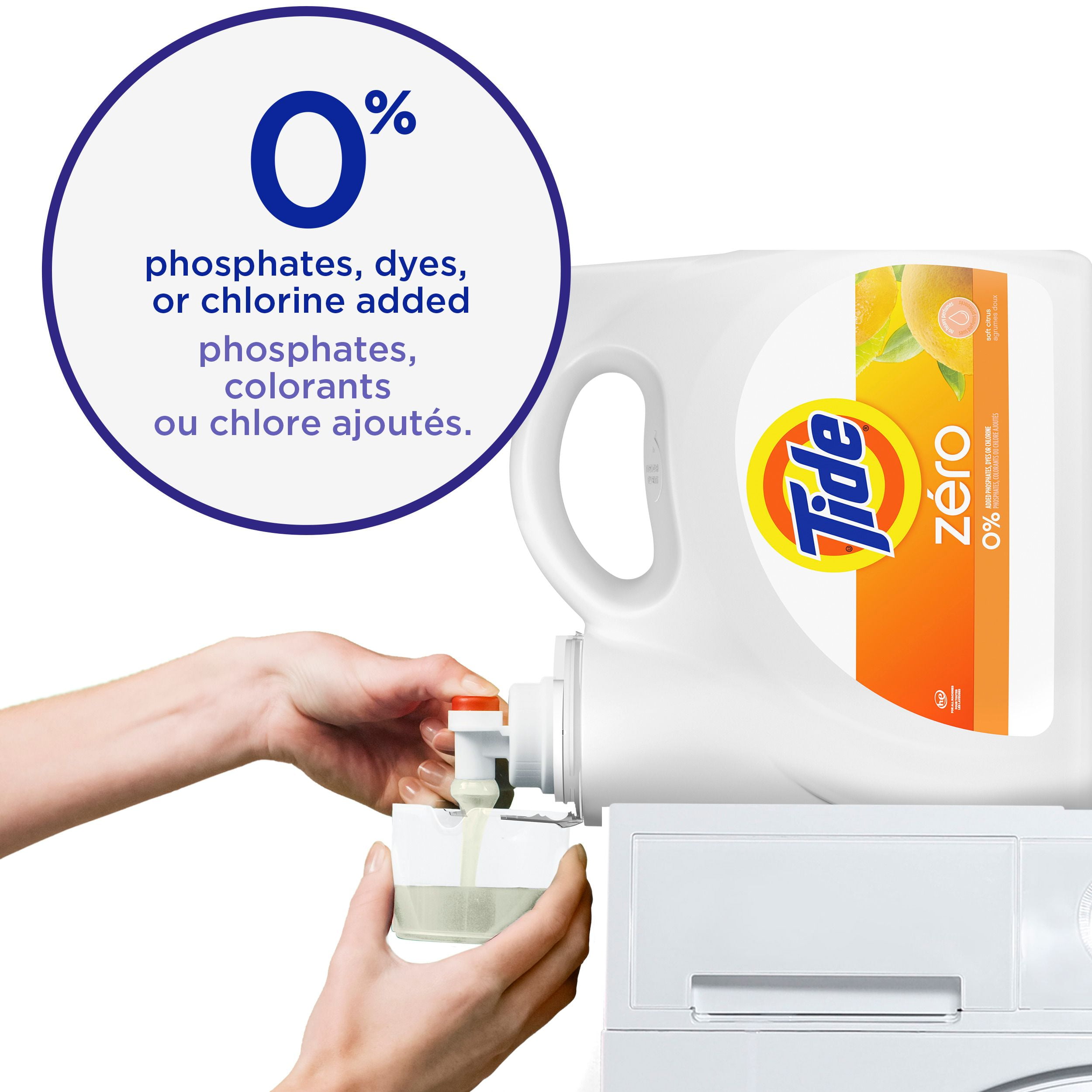 Tide Zéro Détergent à Lessive Liquide, Parfum Agrumes Doux, Technologie CleanScent, 3.1 Litres, 80 Brassées