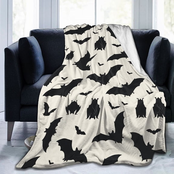 Halloween Bat Blanket, Soft Flannel Throw, Cozy Fuzzy Blanket for Couch Sofa Bedroom, All Season Home Decor 50x40